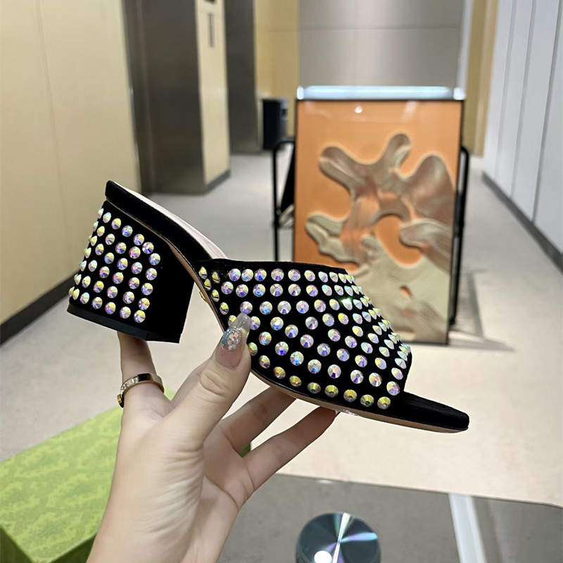 Spring and autumn sandals fashion women's clothing cool and beautiful crystal ankle shoes round head slim high heel 6.5cm wedding dance design