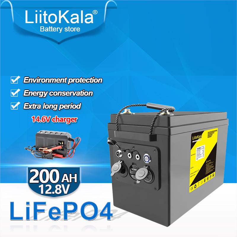 

LiitoKala 12.8V100AH 120AH 200AH lifepo4 battery pack DIY 12V rechargeable battery QC3.0 Type-C USB for outdoor off-road camping RV Output/5V/12V output