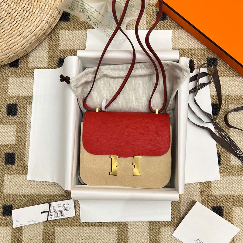 

Fashion Designer Woman Bag Women Shoulder bag Handbag Purse Genuine Leather cross body Simple and versatile Plain Two tone small square bag diagonally across bag, Red1