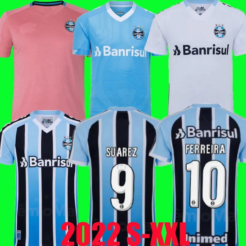 22 23 maillots de football Gremio Suarez 2022 2023 Campaz Villasanti Benitez Ferreira Janderson Camisa domicile troisième Outubro Rosa maillots d