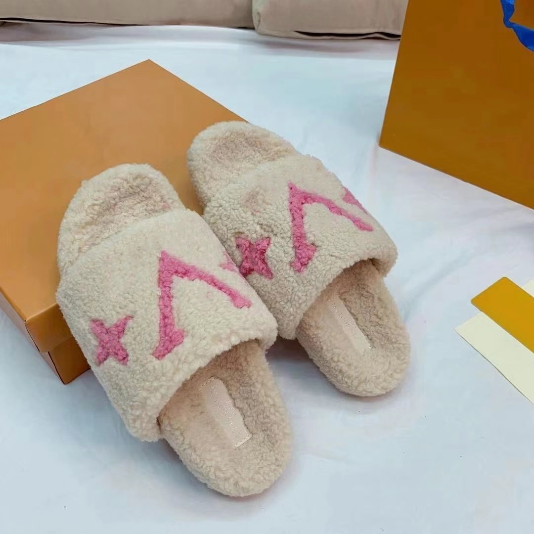 

France Slippers Luxury designer Women Winter House Furry Sandal Fluffy Faux Fur Home Slides Flat Fashion Indoor Floor Shoes Ladies brand slippers Paris 1v, Lightning delivery 02