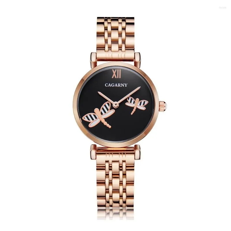 

Cagarny Wristwatches Shinning Diamonds Women Watches Women's Quartz Watch Rose Gold Steel Bracelet Ladies Dress