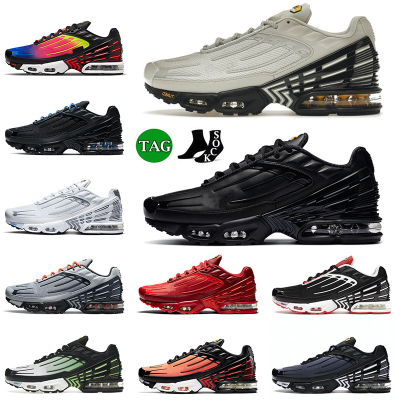 

New Quality 2023 Sports Running Shoes Tn Plus 3 III Bone Triple Black Obsidian Unity Crimson Red Laser Blue Tiger Tn3 Mens Women Sneakers Trainers 36-46, A44 multi black 39-46