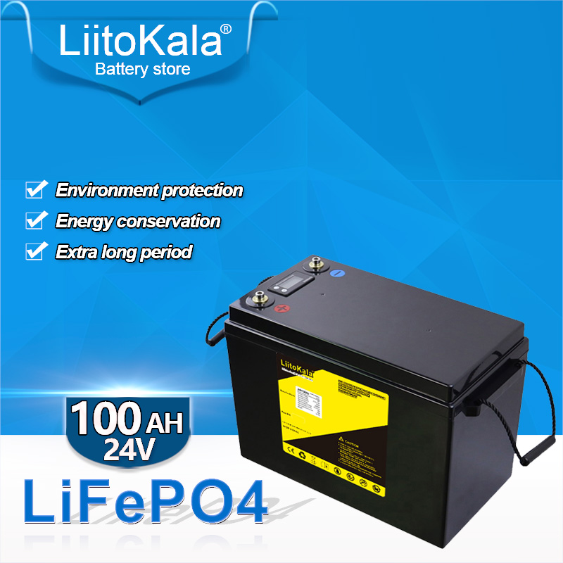 

LiitoKala 24V 100Ah LiFePO4 BatterIES Solar Golf Car Forklift waterproof battery pack for inverter,solar system,boat motor