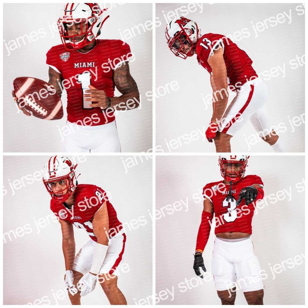 

American College Football Wear Miami Ohio Red Hawks NCAA College Football Jersey Brendan Beattie Conner Maynard Michael Bonds Alec Bornhorst Brett Gabbert Pete Lam, Mens s-xxxl