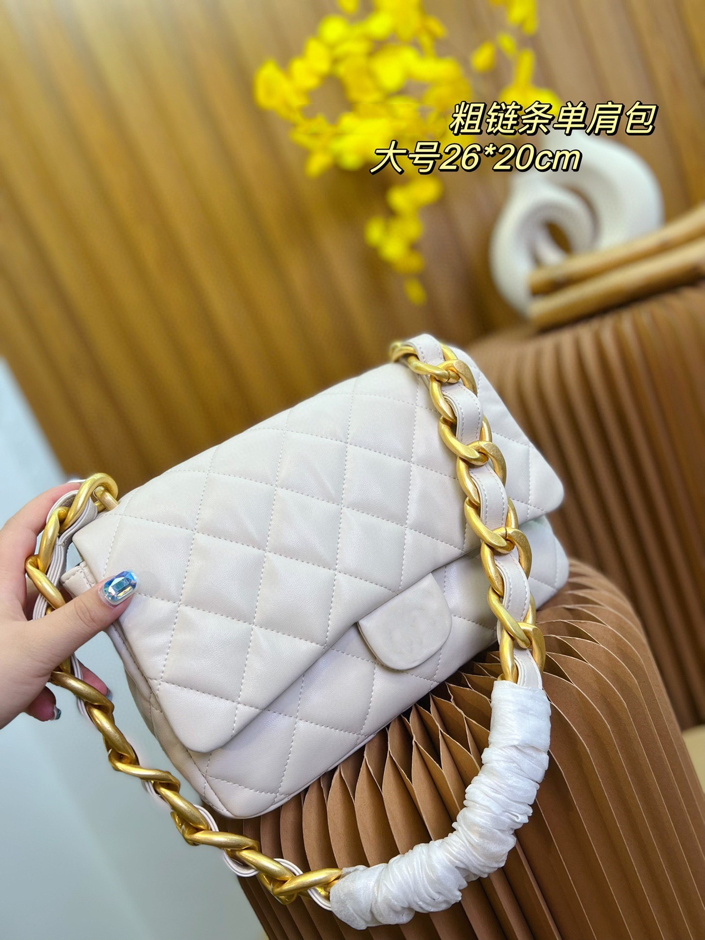 

Top quality new women's bag thick chain Genuine Leather underarm bag diamond flap bag shoulder bag