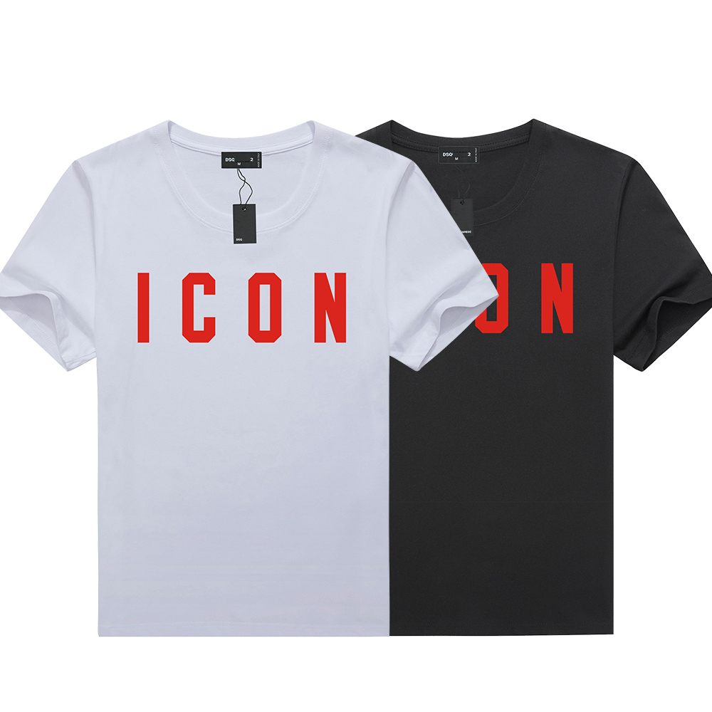 

DSQ2 brand Men's T Shirts cotton summer style Women's ICON letter casual O-Neck short sleeve tees white red 003