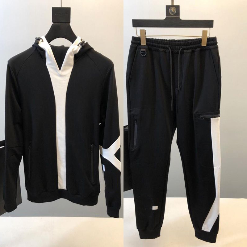 Men Tracksuits Sweater Hoodie Autumn and Winter Stitching Pants Casual Sportswears Suit Cotton Mens Designer Clothing
