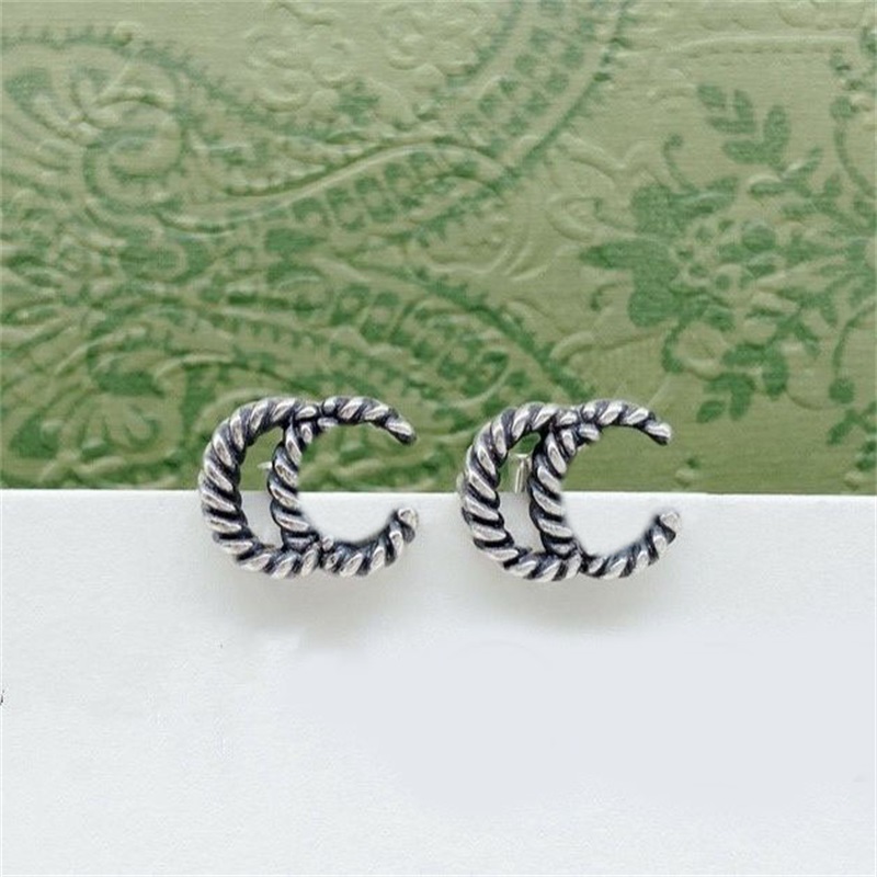 

Love earring for lady gifts stud earings wedding party gift retro jewlery valentines day plated silver unique earrings for women chic twist pattern letter ohrringe