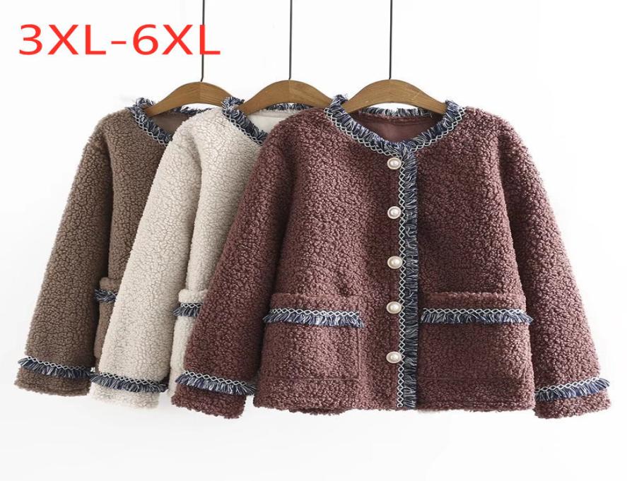 

Women s Plus Size Outerwear Coats Ladies Winter Women Clothing Jacket Large Long Sleeve Loose Pocket Fleece Thick Button Coat 3XL 2758365