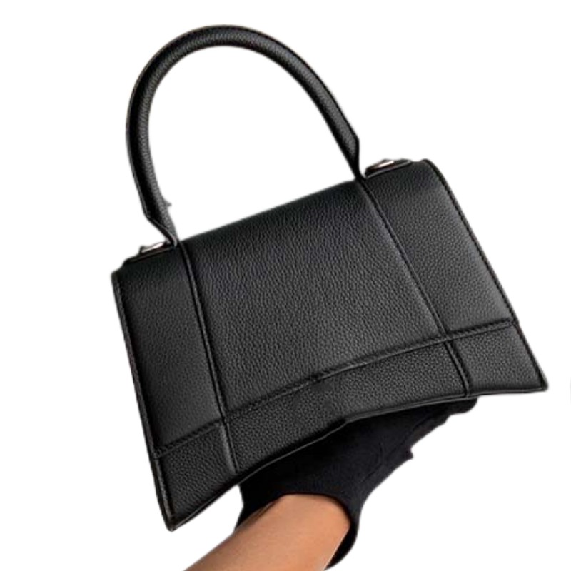 

Women fashion designers bags real leather Plain Half moon shaped hourglass bag purse wallet handbag messenger crossbody chain clutch shoulder bag Versatile, Black