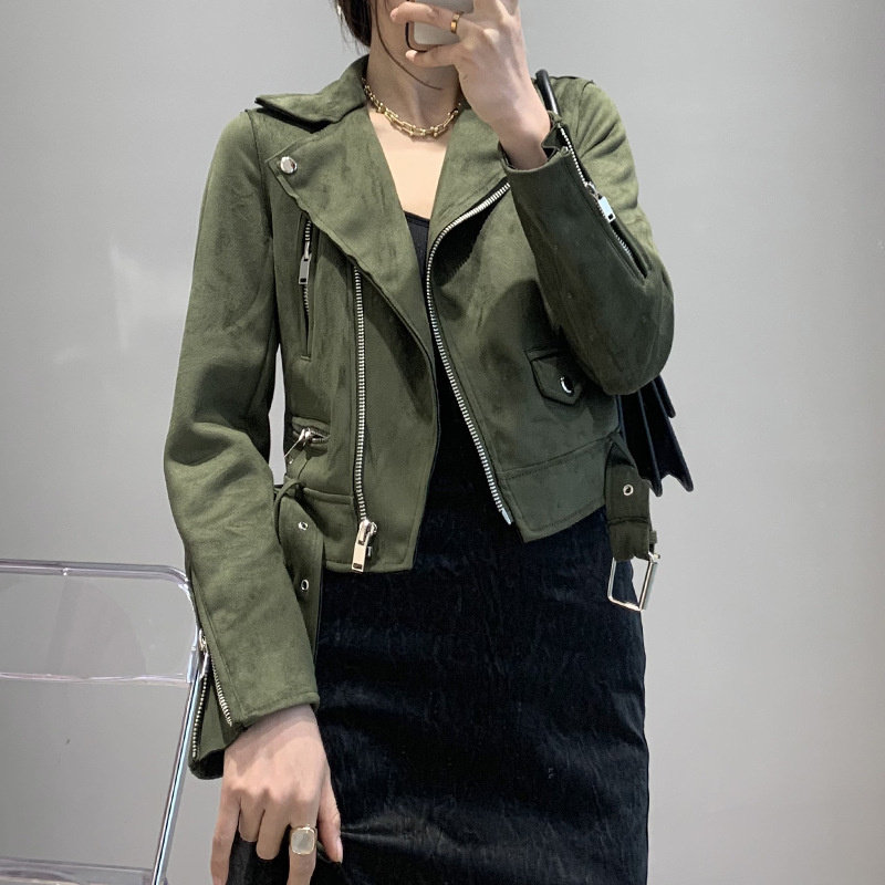 Manteau en cuir vestes pour femmes 2022 nouvelle mode coréenne veste de motard en daim occidental tout haut décontracté haut marée