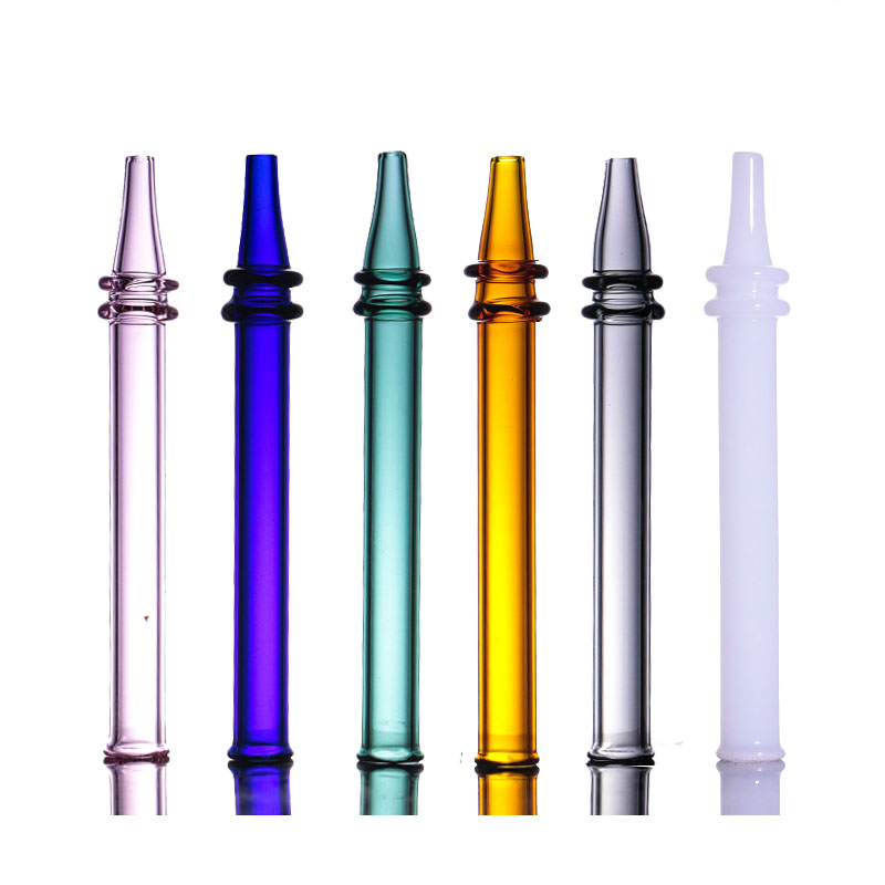 

Simple Glass Colord Nector Collector Mouth Pieces Wax Dab Straw Smkoing Accessories heady Glass Pipe hand Made