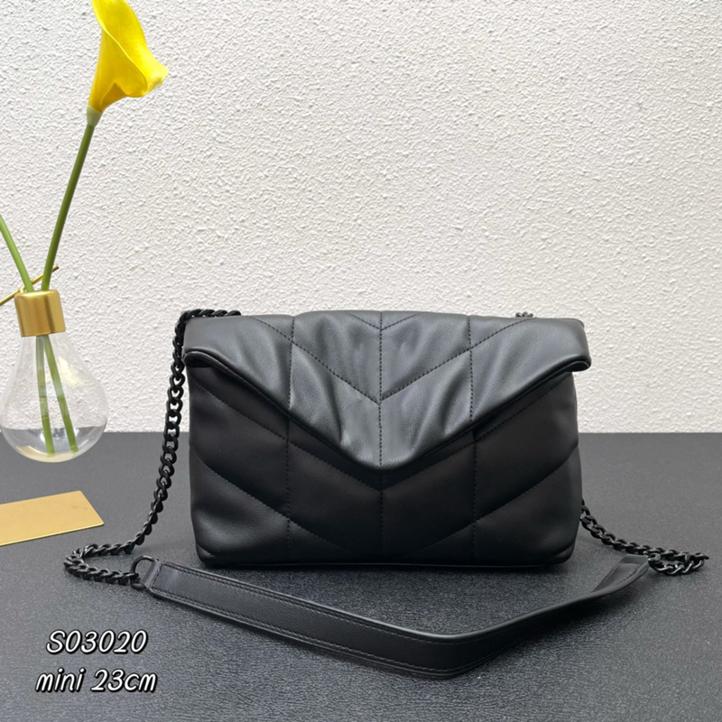 

Top designer chain bag LOULOU Puffer toy bag in quilted lambskin Women shoulder bag calf leather Fashion handbag luxury crossbody bag buckle flap mini new 2022, #1 size:23x15.5x8.5cm