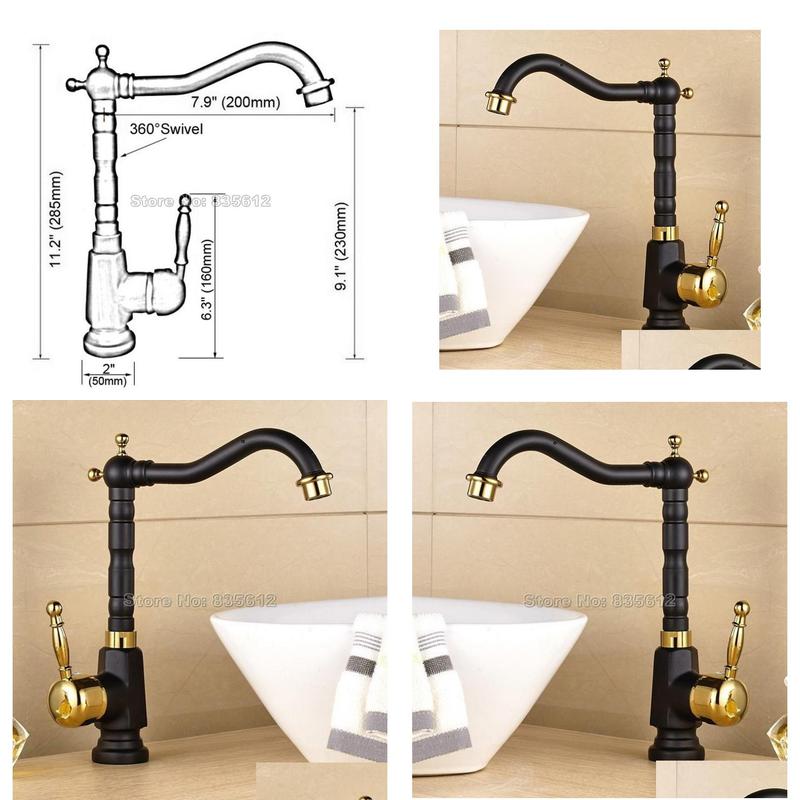 black gold basin faucet sink cold and bathroom mixer taps 360 degree swivel spout kitchen tap tnf807 faucets