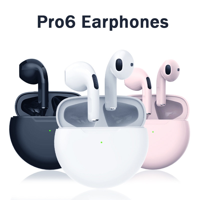 

Pro 6 TWS Fone Bluetooth Earphones Wireless Headphones with Mic Touch Control Air Stereo Wireless Bluetooth Headset Earbuds, Orange