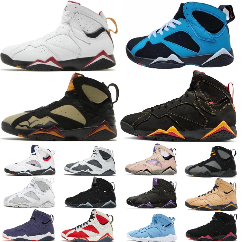 

Black Olive VII 7 Pantone Cardinal Basketball Shoes 7s Hare Quai 54 Raptor Sweater Olympic French Blue Flint Bordeaux Chambray PSG DMP Mens Sneakers Training OG Shoe, 3s fire red