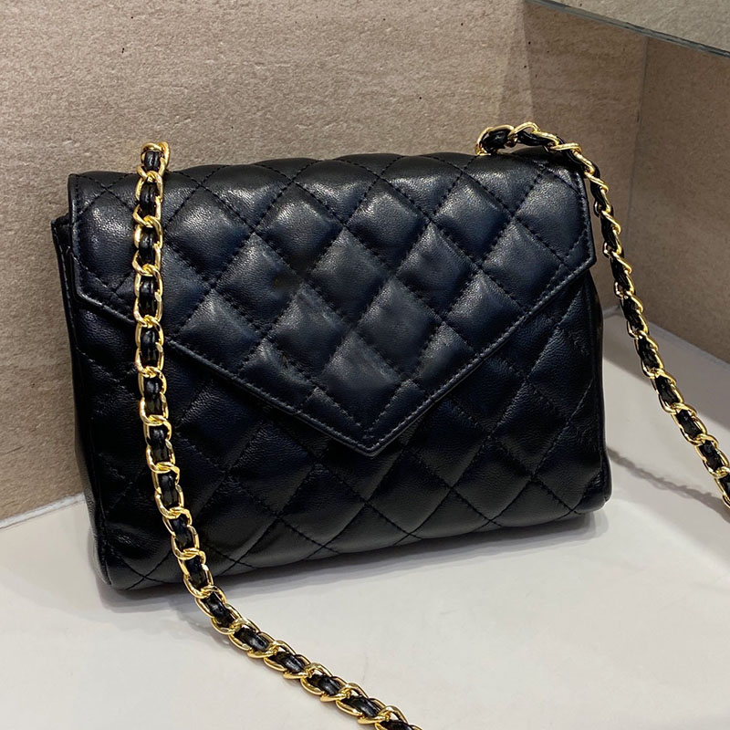 

CC Bags Luxury Brand Shoulder Bags V-Stick Women Classic Flap Shoulder Bag Leather Diamond Lattice Handbag Vintage Crossbody Card Holder Sui, Black