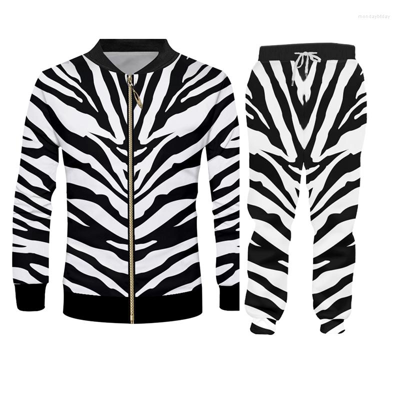 

Men' Tracksuits Fashion Men/Women 2 Pieces Tracksuit Set Harajuku 3d Black And White Zebra Unisex Hoodies Sportswear Pant Suit Fitness, 80101