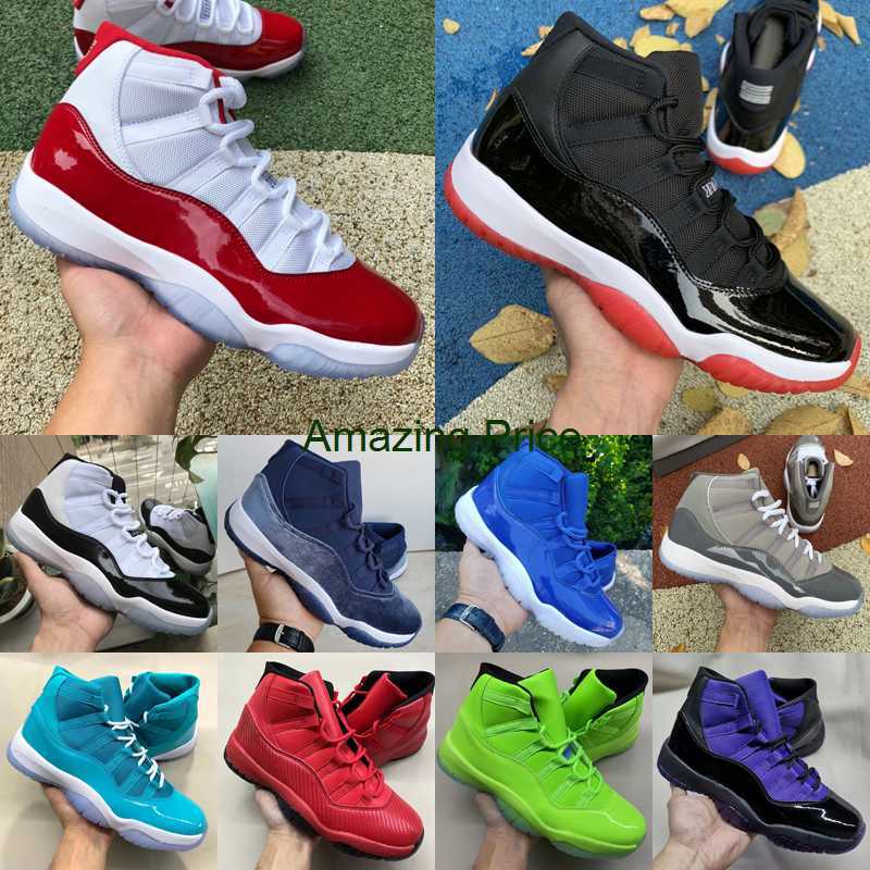 

no delivered full refund Basketball Shoes Jumpman 11 XI Cherry Cool Grey Hyper Royal High 11s Lakers Gym Red Medium Olive Velvet Midnight Navy Women Mens Sports, As photo 31