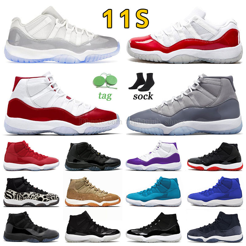 

2023 new 11s retros basketball shoes mens womens jumpman 11 low retro cherry vasity red and white high cool gray cement gray snakeskin pink purple designer sneakers, A59 40-47 cement grey