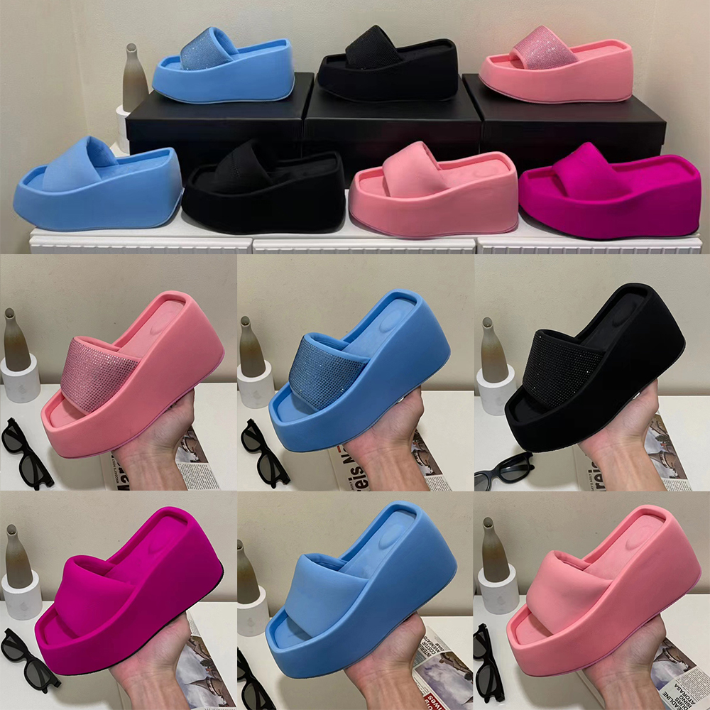 

2023 Alex Wang Taji Platform Slide Beach Sandals Men Women Designer Slippers Black Pink Blue Summer Slides AW Square Toe Mens Shoes 35-41
