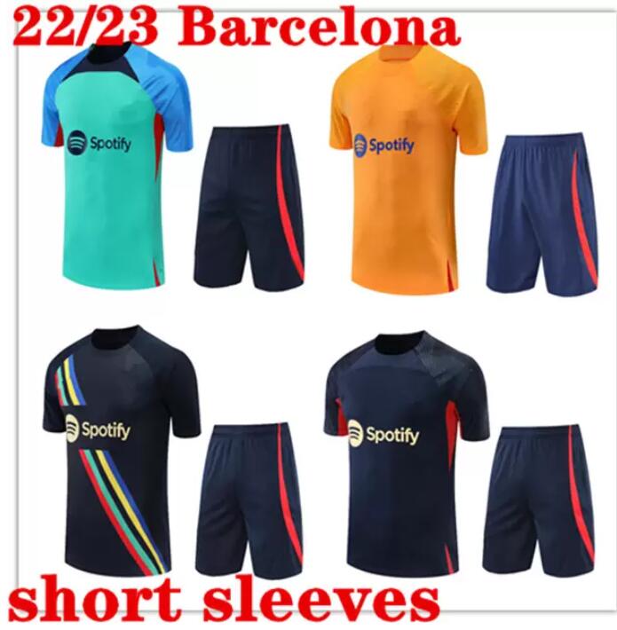 

22/23 men Barcelona TRACKSUIT soccer Jersey barca TRAINING SUIT 2022 2023 Short sleeve suit tracksuits Sportswear suture kit, Black