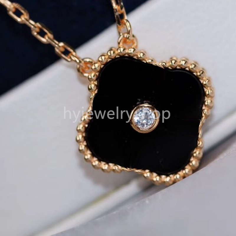 

VAC Four Leaf Clover Designer black onyx Pendant Necklace green Jewelry Set Necklaces Bracelet Stud Earring 925 Sterlling Silver 18K Gold Men Women Girl Gift VCN042