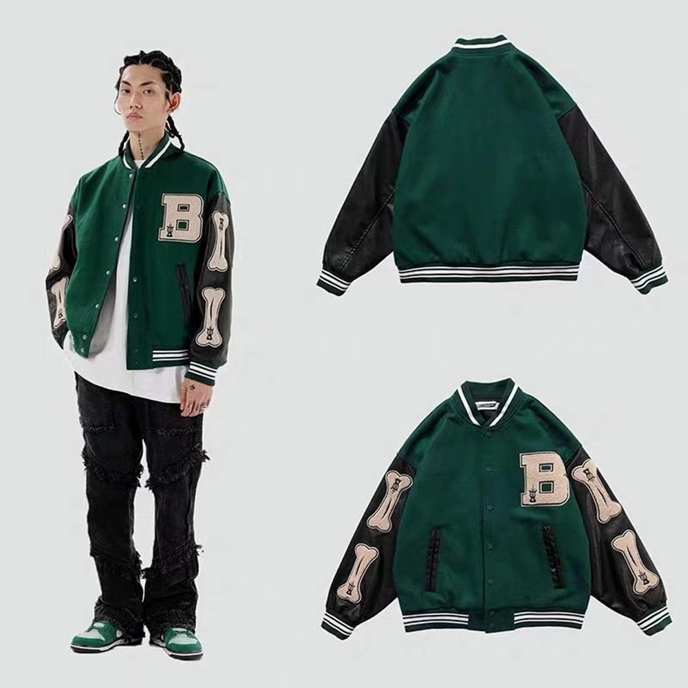 

Men's Jackets Varsity Jacket Baseball Bomber Women Hip Hop Harajuku Bone Letter Patchwork Leather Streetwear Men Unisex College CoatsMen's, 11