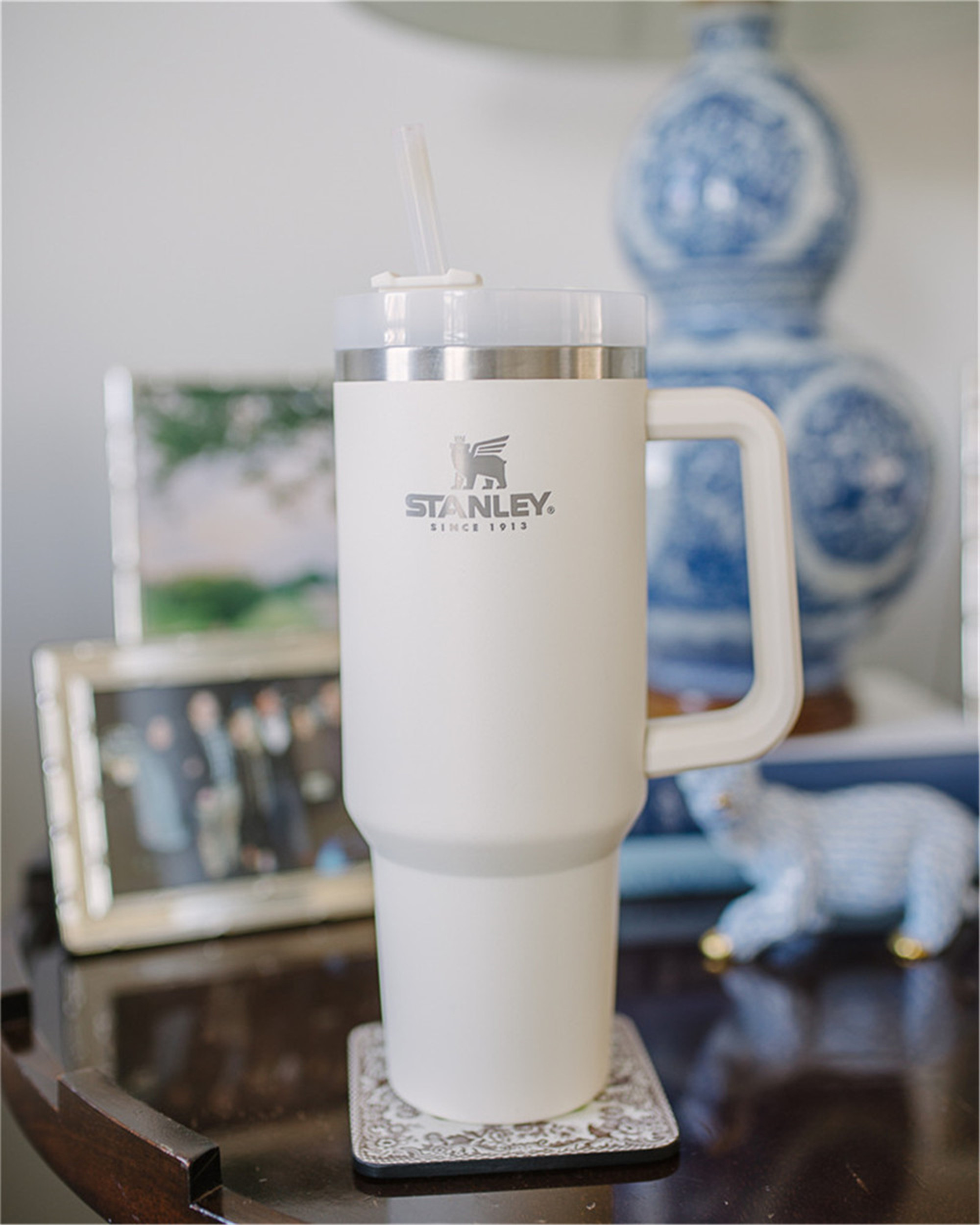 

Stanley 40oz Mug Tumbler With Handle Insulated Tumblers Lids Straw Stainless Steel Coffee Termos Cup With logo 0110, White