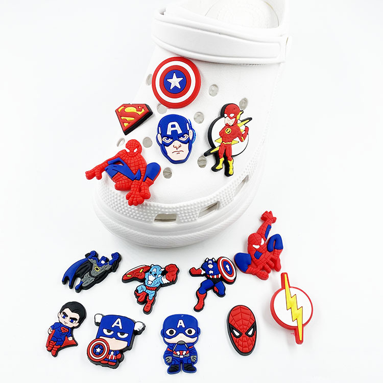 

Anime charms wholesale childhood memories captain super hero boy toys funny gift cartoon charms shoe accessories pvc decoration buckle soft rubber clog charms, Equally mixed colors