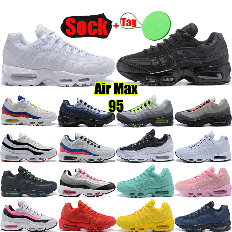 

airmax running shoes 95 95s men women Triple black White Corduroy Navy Blue Solar Red What The Pink Suede Yellow Grape Sports Sneakers Trainers With Sock Tag 36-46, #50 grape 40-46