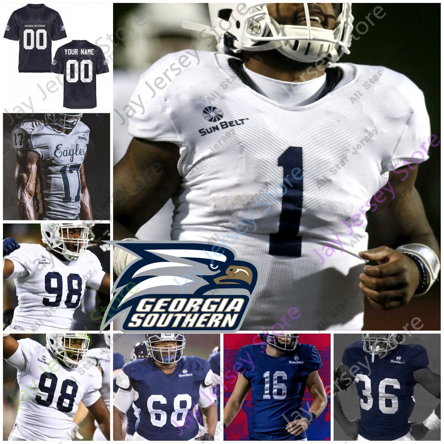 

Football Jerseys Football Jerseys Custom Georgia Southern Football Jersey NCAA College Shai Werts J.D. King Wesley Kennedy III Beau Johnson Khaleb Hood, White