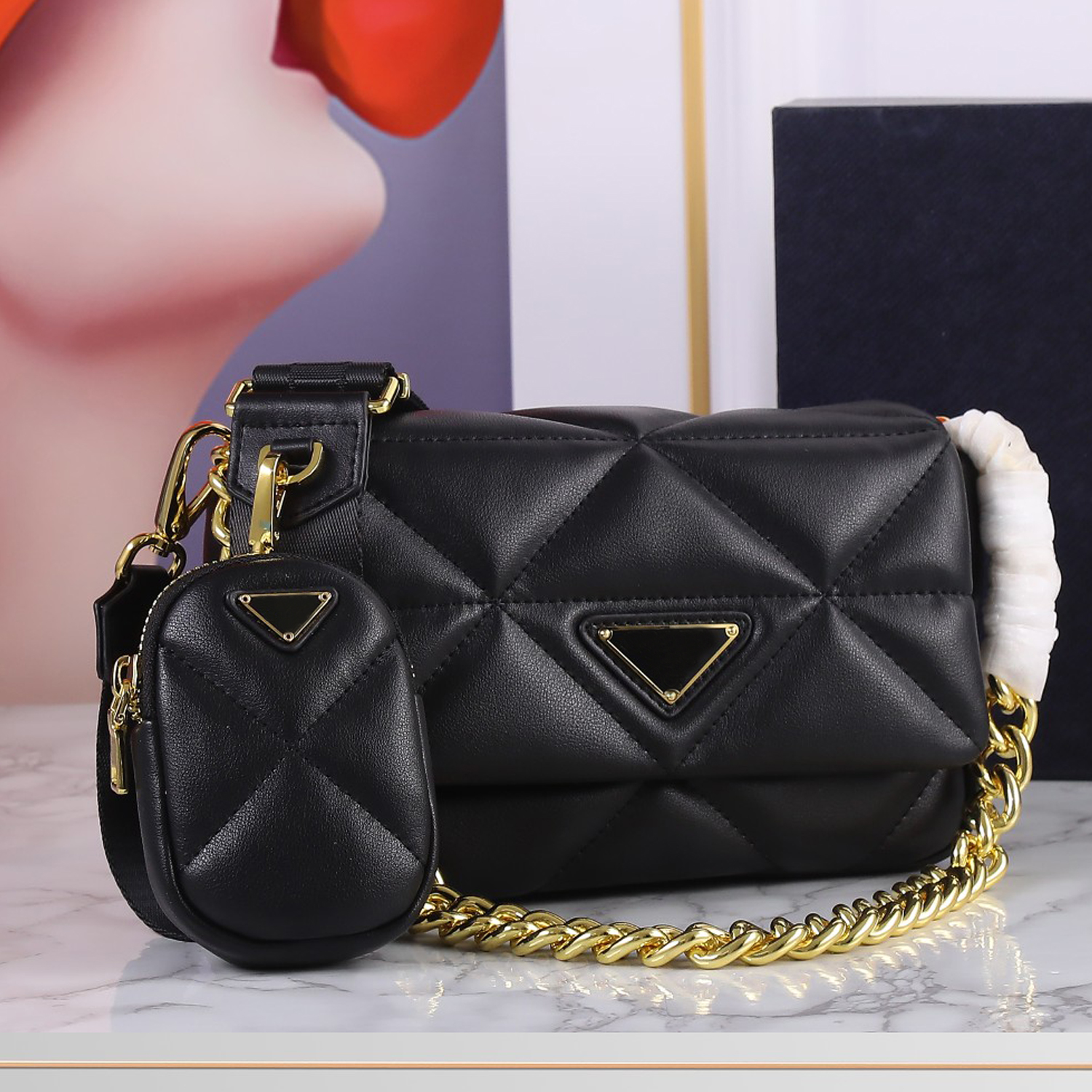 

7A Designer Bags Genuine Leather Diamond Lattice Crossbody Handbags 3 In 1 Quilted Coin Purse, White