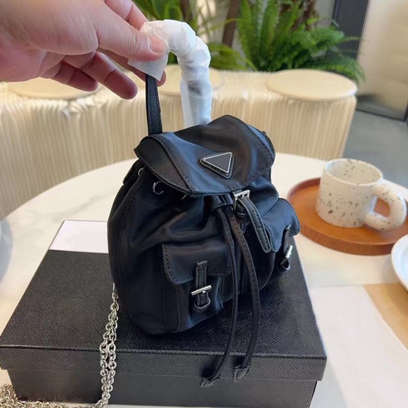 

Mini Bags designer bags woman crossbody shoulder bag luxury cute handbags Tiny Nylon String Triangle solid black 5A, Mini black(16*18cm)