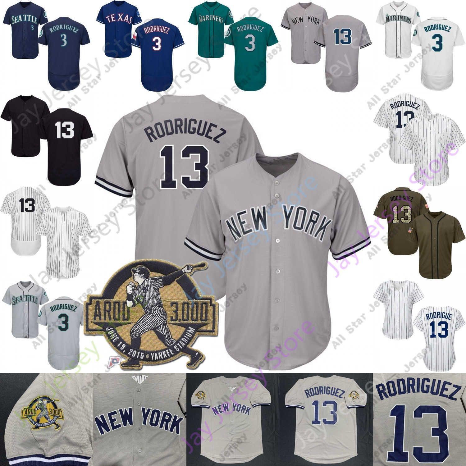 

CUSTOM Baseball Jerseys 13 Alex Rodriguez Jersey Vintage 3000th Hit Patch Blue Green Grey Navy Player Pinstripe Fans Women Size S-3XL