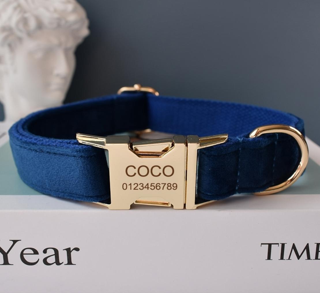 

Blue Collar Personalized Velvet Cotton Quality Fabric For Small Medium Large Dog Custom Metal Parts Pet Accessory Flannelette 02