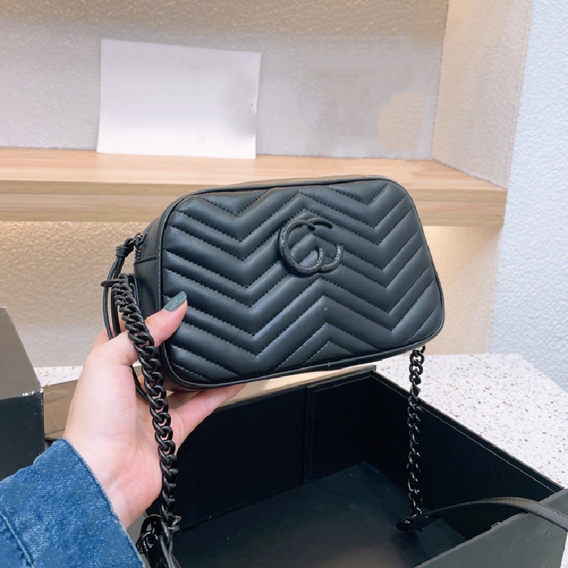 

marmont designer bags Woman Camera Bags luxury crossbody bag fashion single shoulder Small Chain Purse Solid Black Letters 2 Size 5A, Small black (19*14cm)