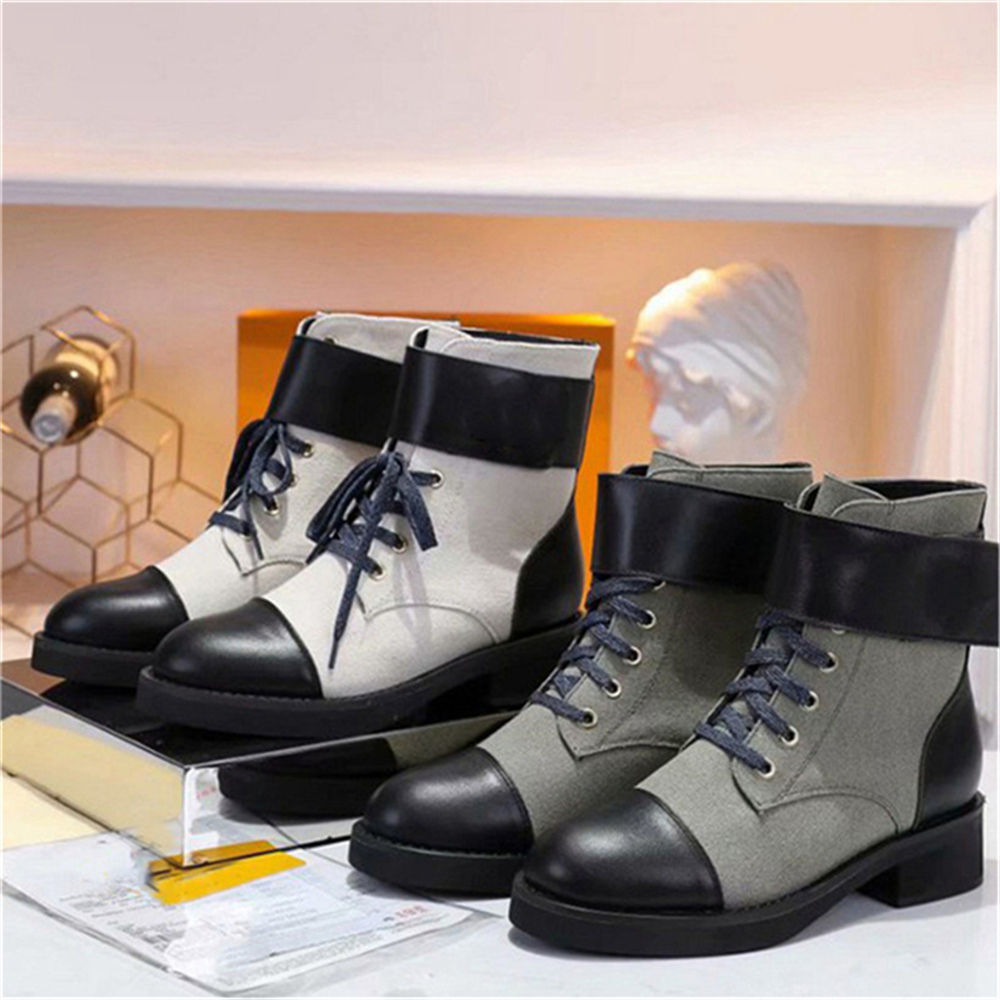 

Women Designer Wonderland Flat Ranger Combat Boots Metropolis Martin Ankle CalfSkin leather And Canvas Territory Winter Sneakers Size 35-41