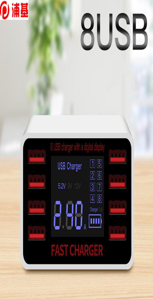 

Multi Usb Charger 8 Port 24A LCD Display Usb Phone Fast Charging Station Carregador Portatil For Iphone 11 Samsung