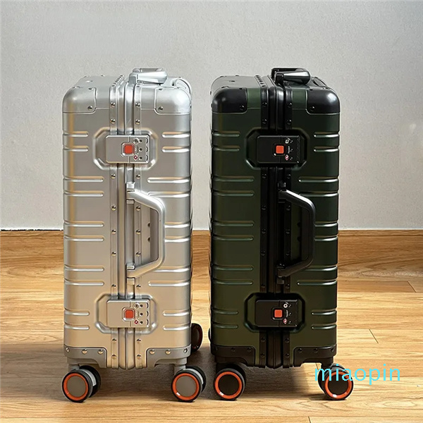 

Suitcases All aluminum magnesium alloy travel suitcase Men s Business Rolling luggage on wheels trolley Carry Ons cabin