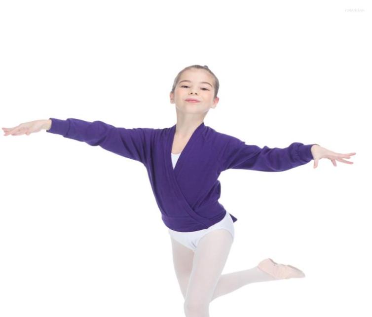 

Stage Wear Children Purple CottonLycra Dance Crossovers Girls Tieup Ballet Top Ladies Warmups Dancewear, Black