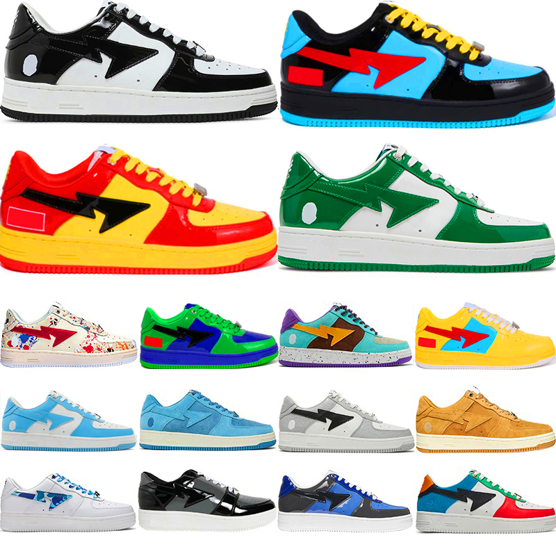

Designer men bapestas casual shoes woman fashion patent leather luxury bapesta sneakers black white outdoor trainers Plate-forme Massage designer shoe Chaussures, Color 10