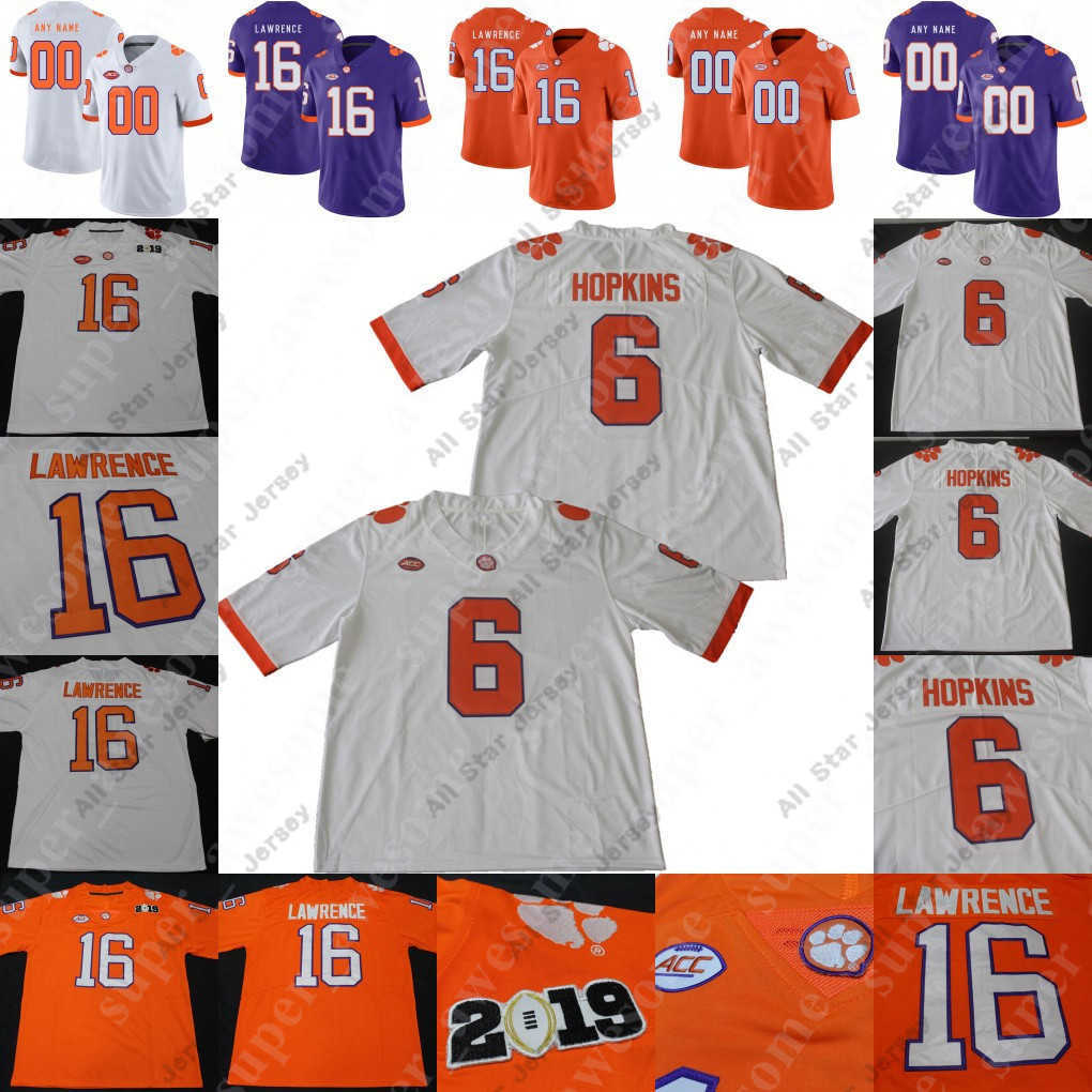 

American College Football Wear Clemson Tigers Football Jersey Deshaun Watson DeAndre Hopkins Brian Dawkins Trevor Pryce Charlie Waters CJ Spiller Whitehurst, White