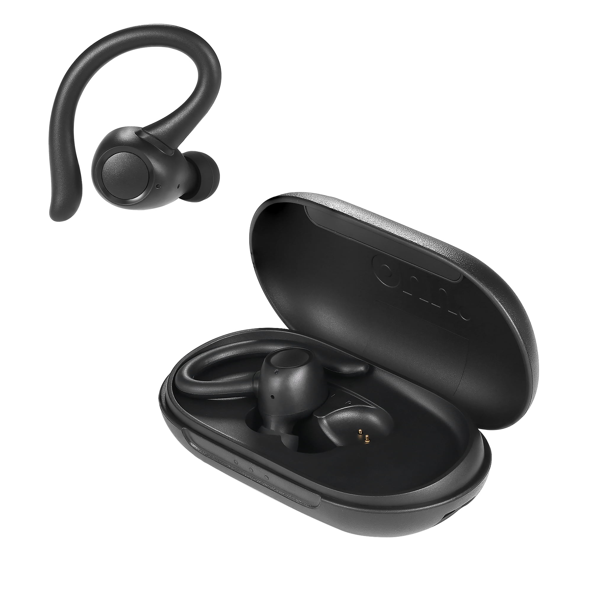 

onn. True Wireless Headphones with Charging Case Black