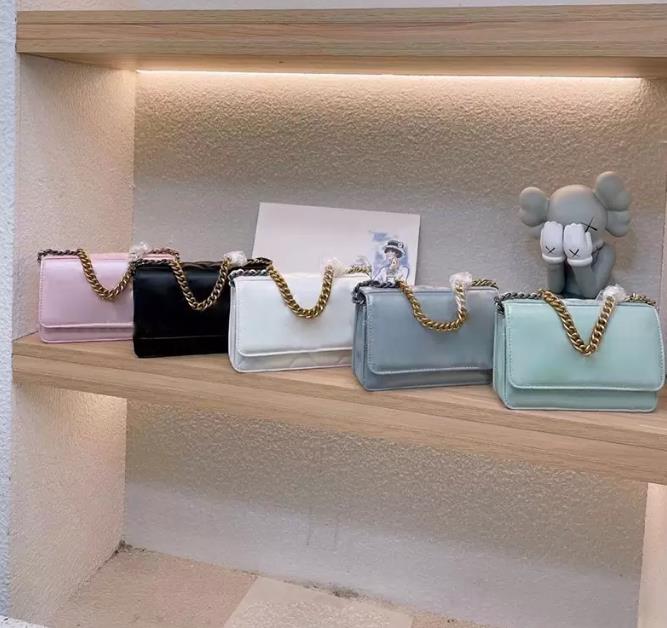 

2023 Lady Luxury Designer Shoulder bag Chain Women Fashion style classic double color Mini bag Five Colors, Blue