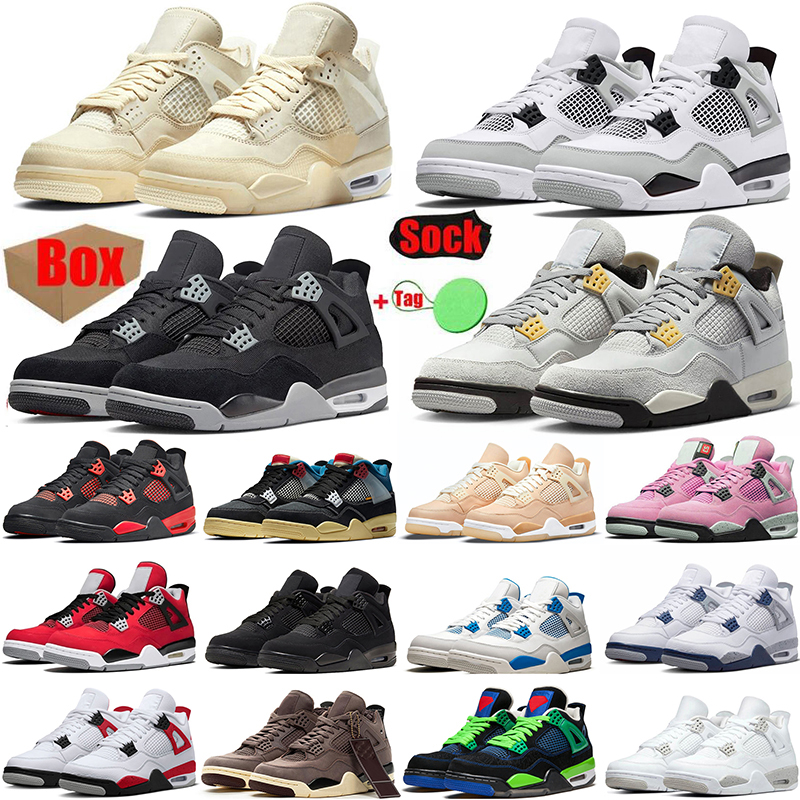 

4 basketball shoes for men women 4s Violet Ore Military Black Cat Sail Red Thunder Offs White Oreo Cactus Jack University Blue Infrared Photon Dust sports sneakers 13, A22 bred 36-47