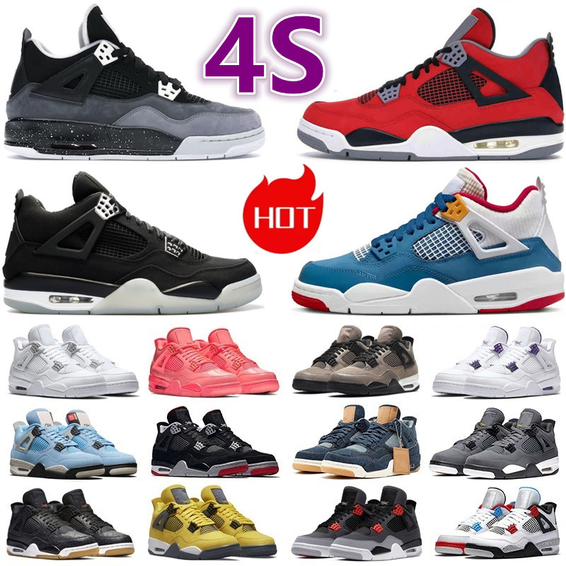 

Jumpman 4s BasketBall Shoes Men Women Military Black Cat Red Thunder 4 Carhartt White Oreo UNC Blue Sail Violet Ore Bred Infrared Metallic Athletics Sports Sneakers, 4s red thunder