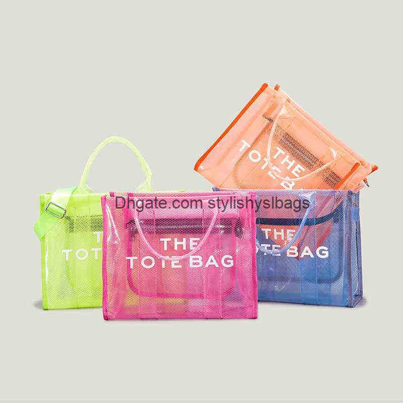 

Totes 2023 Women Handbags Transparent Large Tote Bag Designer Clear PVC Luxury Shoulder Crossbody Bags Summer Beach Jelly Bag Fashion 011123H, Green big