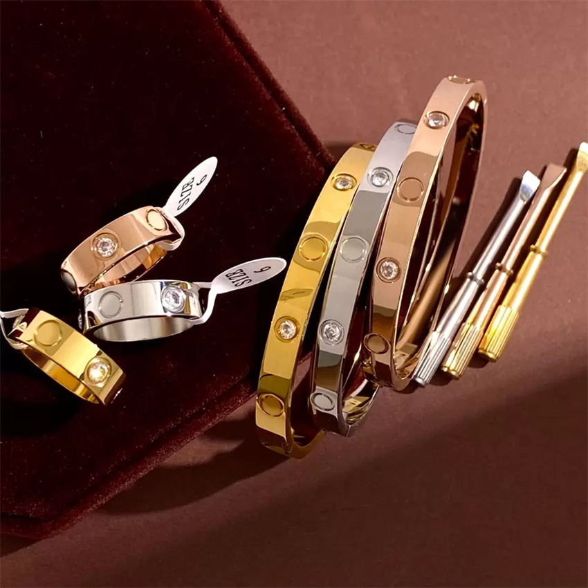 

Gold bracelet for women fashion charm bangle silver rose gold screw bracelet with screwdriver diamond luxury designer jewelry mens Birthday Gift